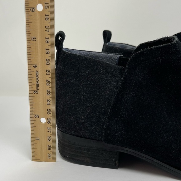 Toms Boots Womens 8.5 Loren Black Suede Leather Grey Wool Ankles Side Zip Bootie - Picture 5 of 15